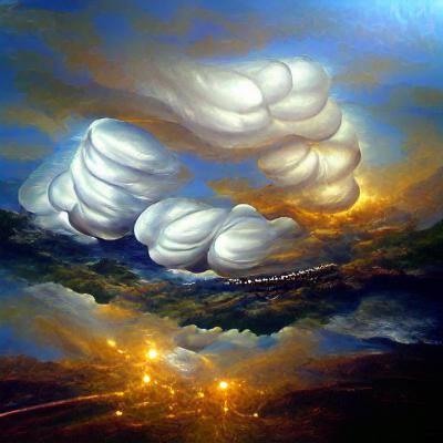 Luminous Clouds in Oil Painting