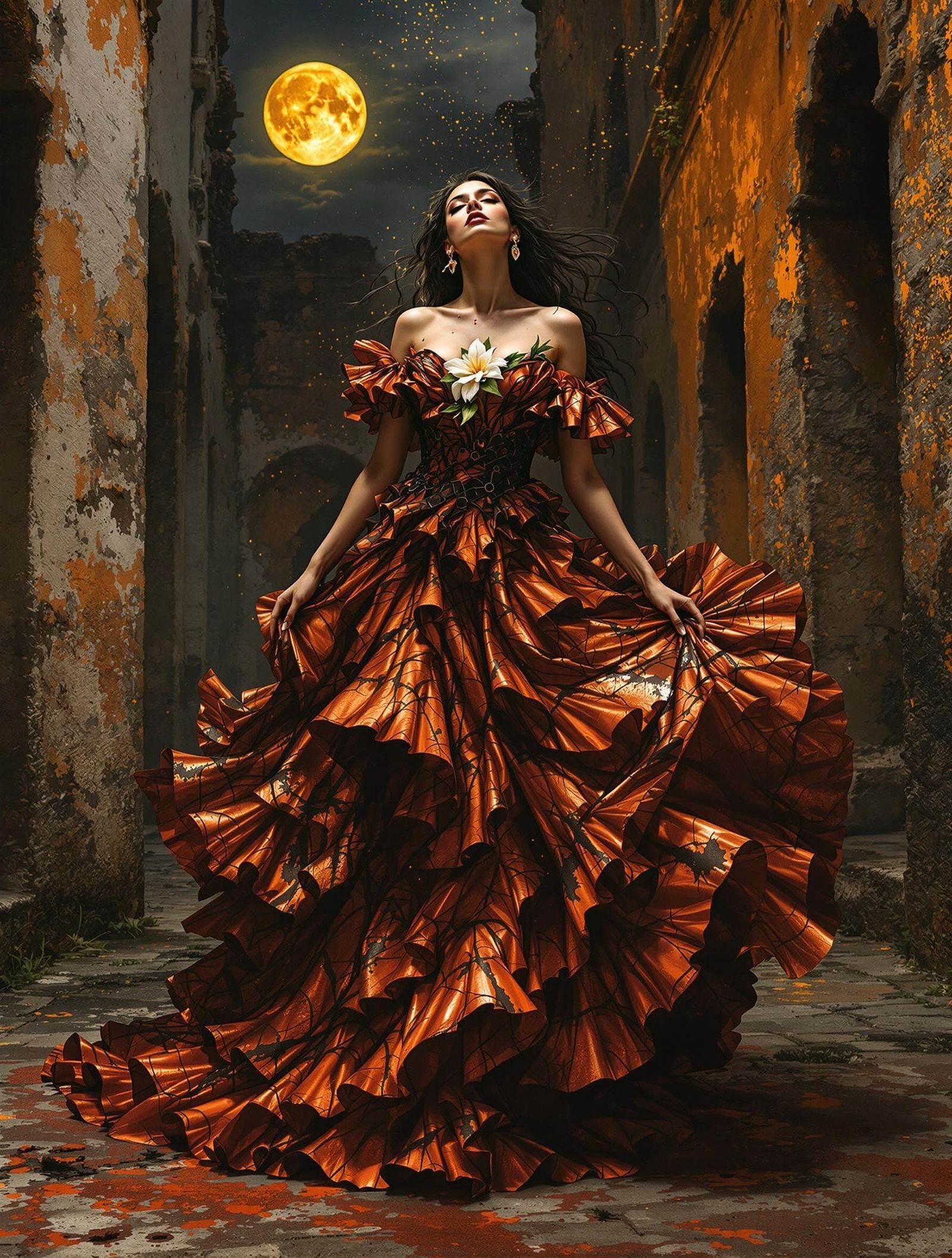 Flamenco Dancer in Seville, Digital Impasto Style