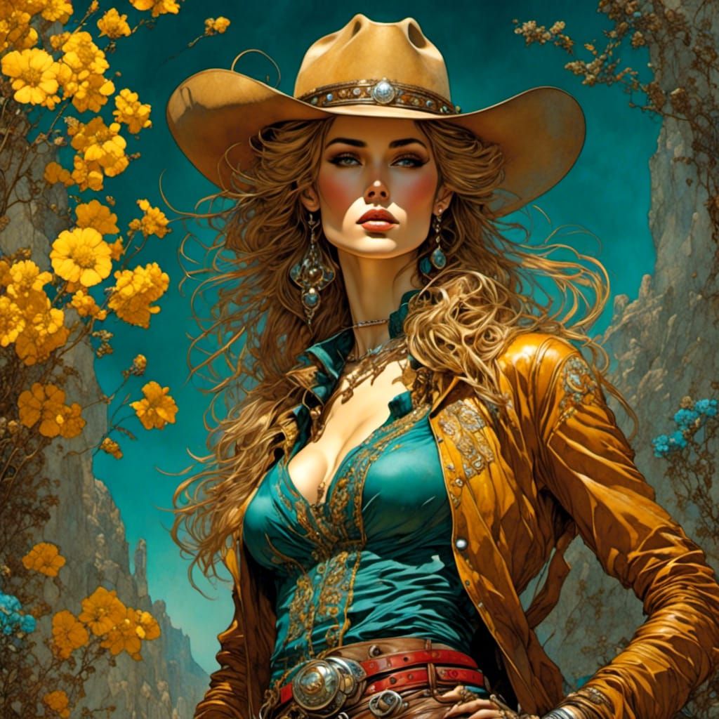 Edgy Cowboy in Western Art Style