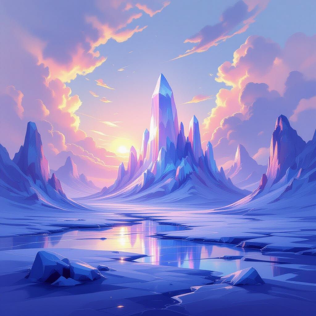 Otherworldly Airbrush Landscape with Crystalline Formations