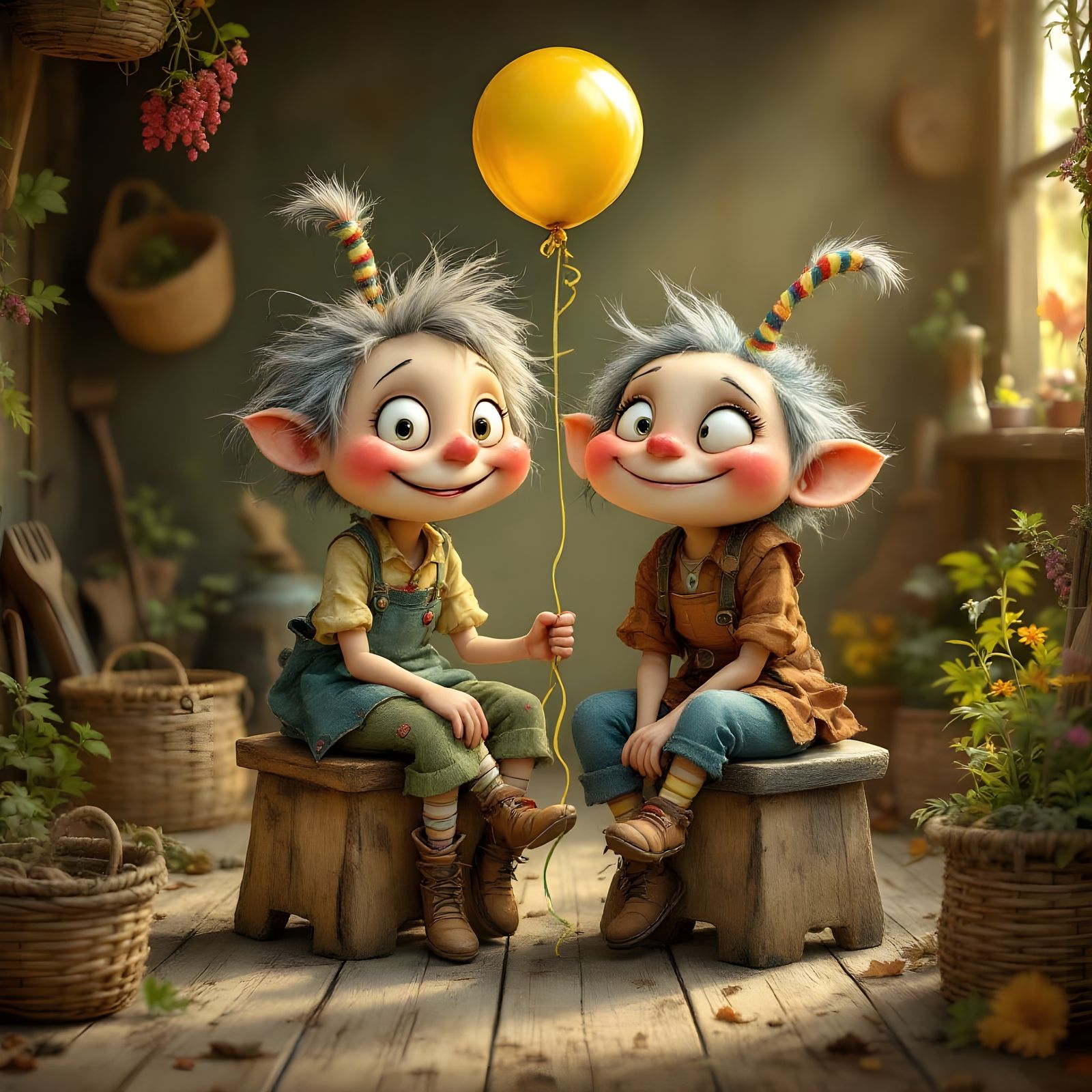 Whimsical Friends in Rustic Settings