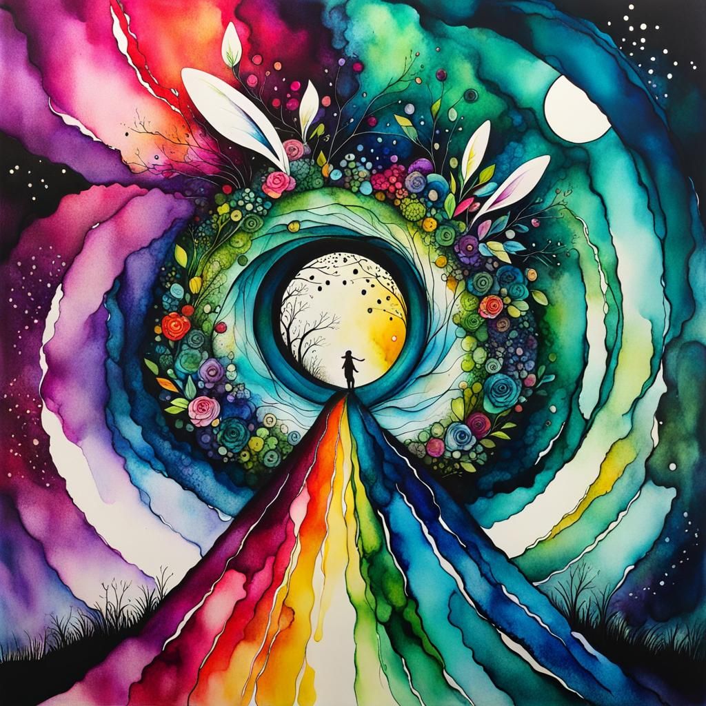 Abstract Alcohol Ink Down the Rabbit Hole