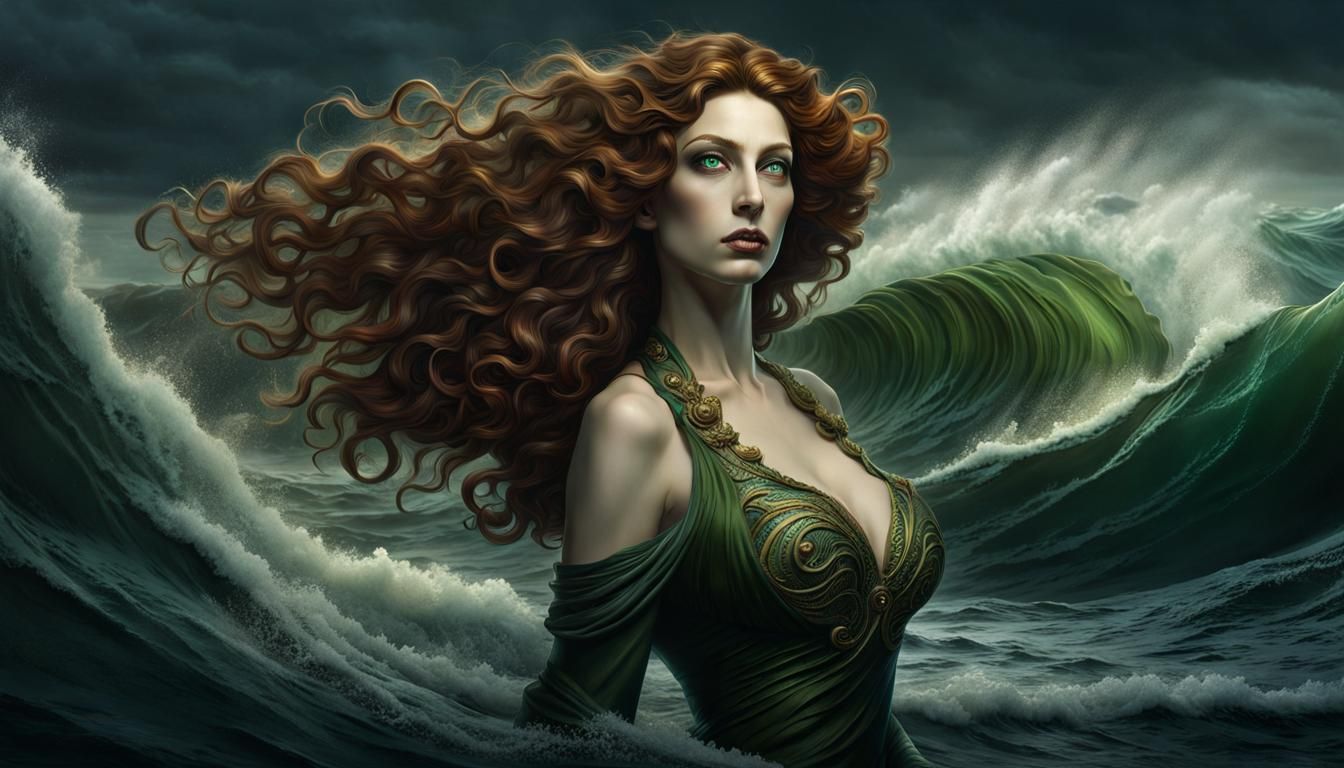 Sea Witch Under Tsunami Threat: Realistic View