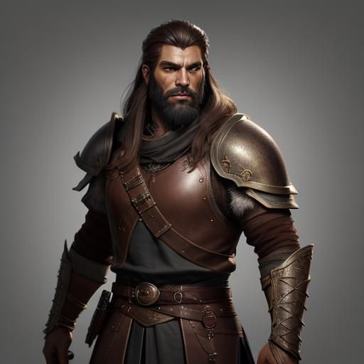 Fantasy Warrior in Fur and Leather Armor