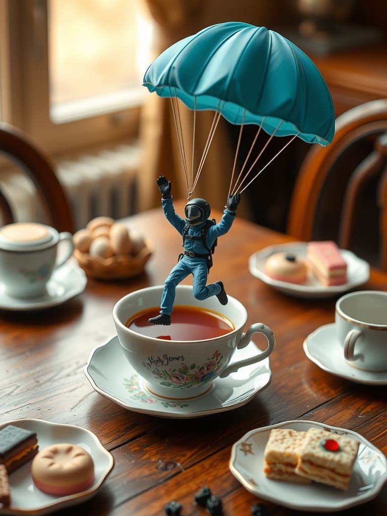 Skydiver's Tea Party: A Miniature Adventure