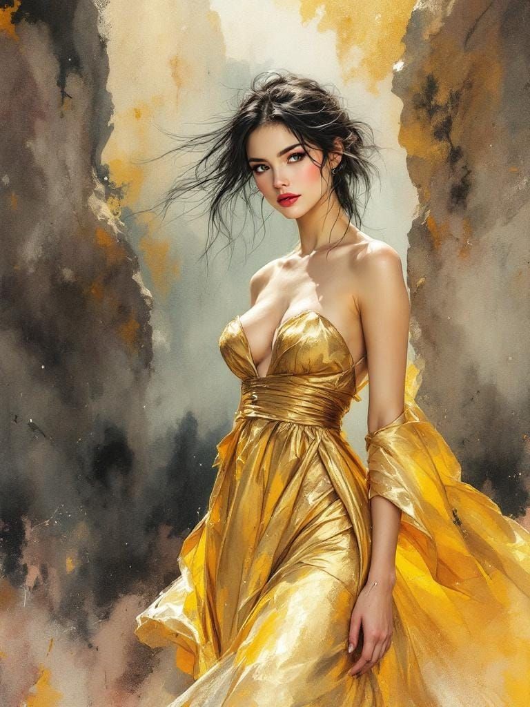 Swedish Woman in Atmospheric Watercolor Painting