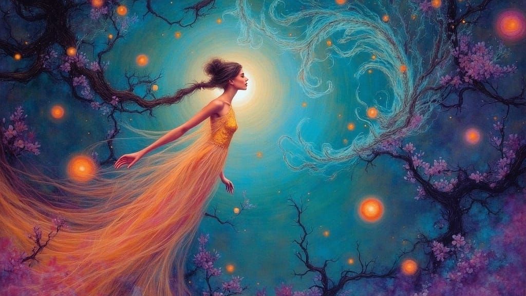 Ethereal Being in Dreamlike Aura, Abstract Expressionism