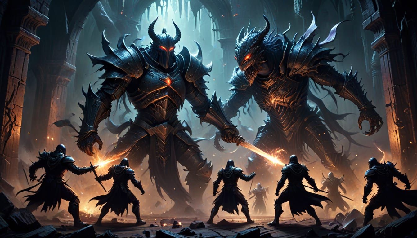 Knights Battle Eldritch Horrors in Crumbling Fortress