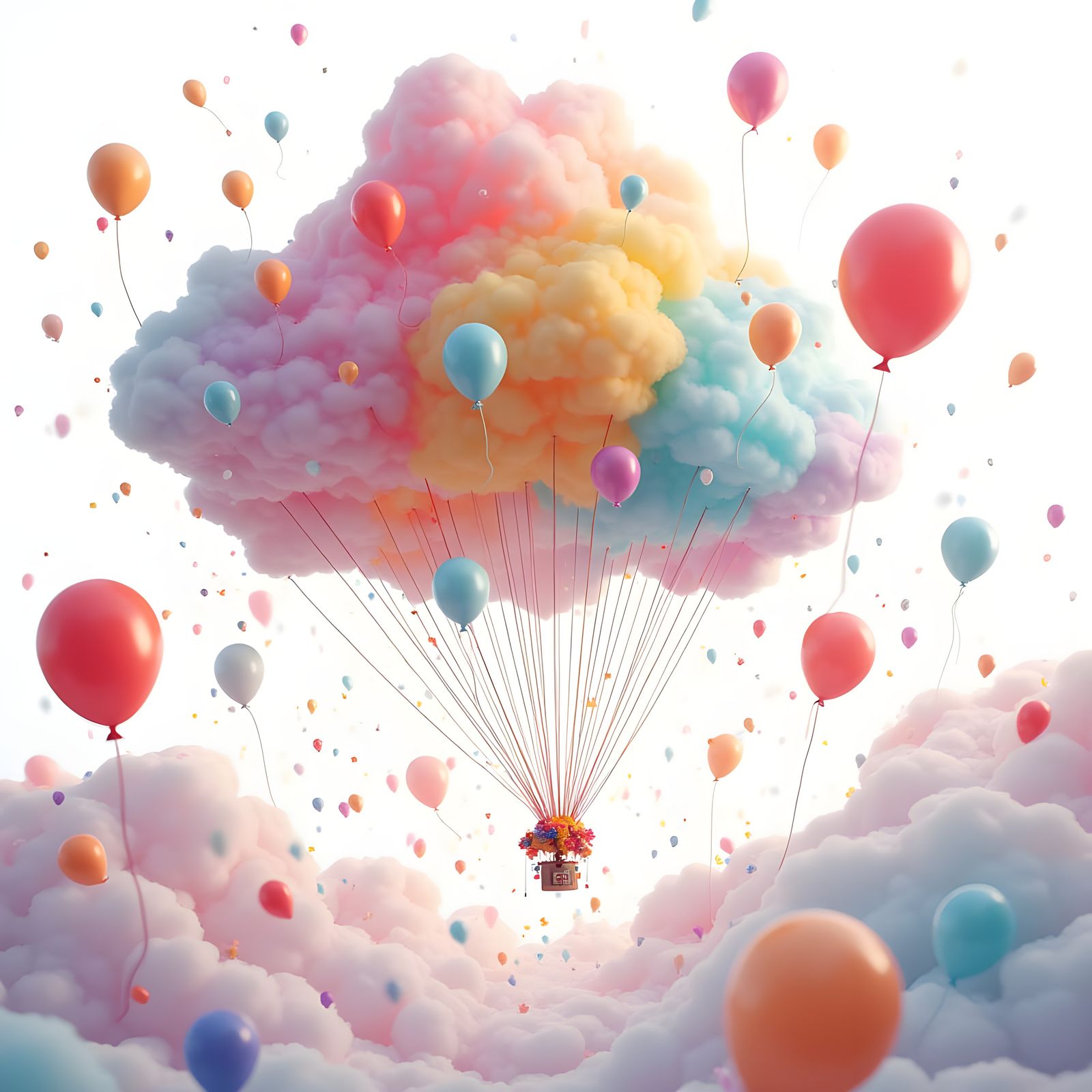 Whimsical Balloon Landscape in Vibrant Colors
