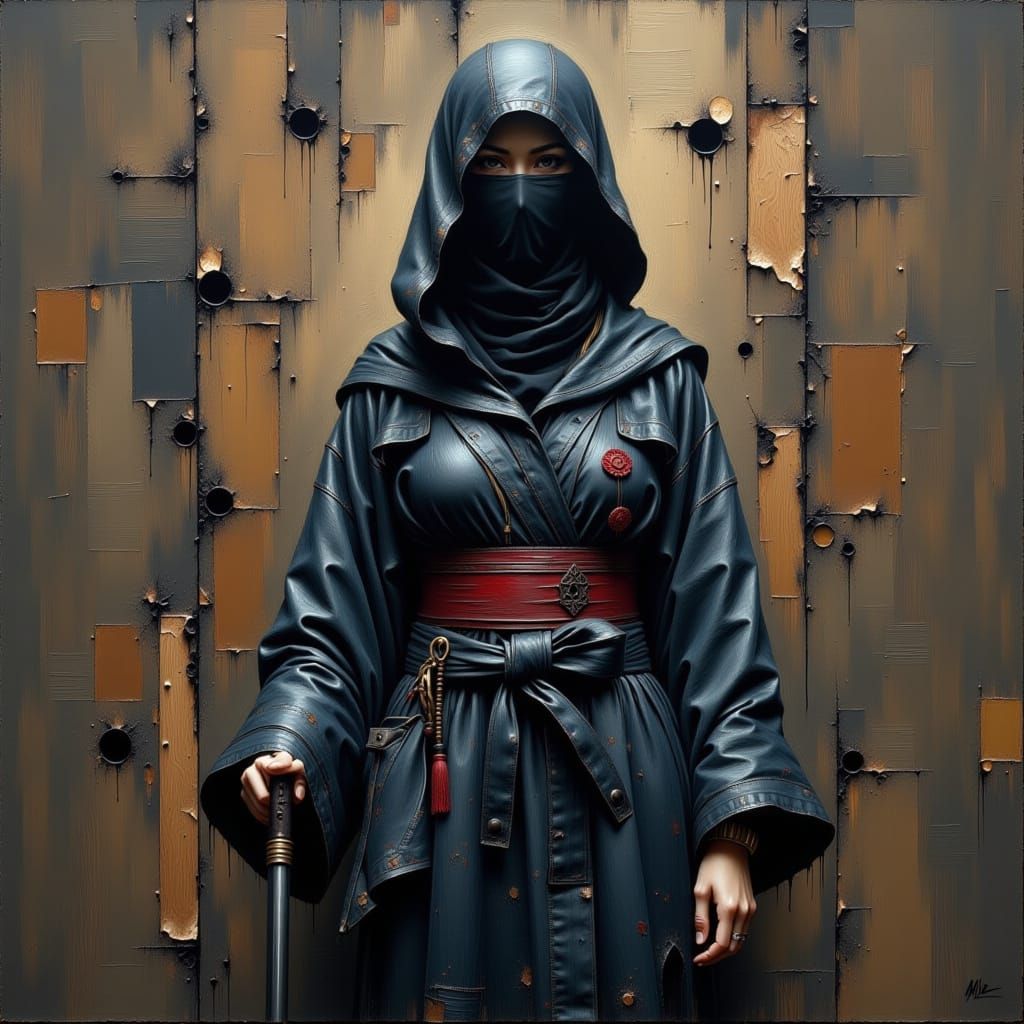 Ninja is a Japanese warrior, a beautiful princess cloth clot...