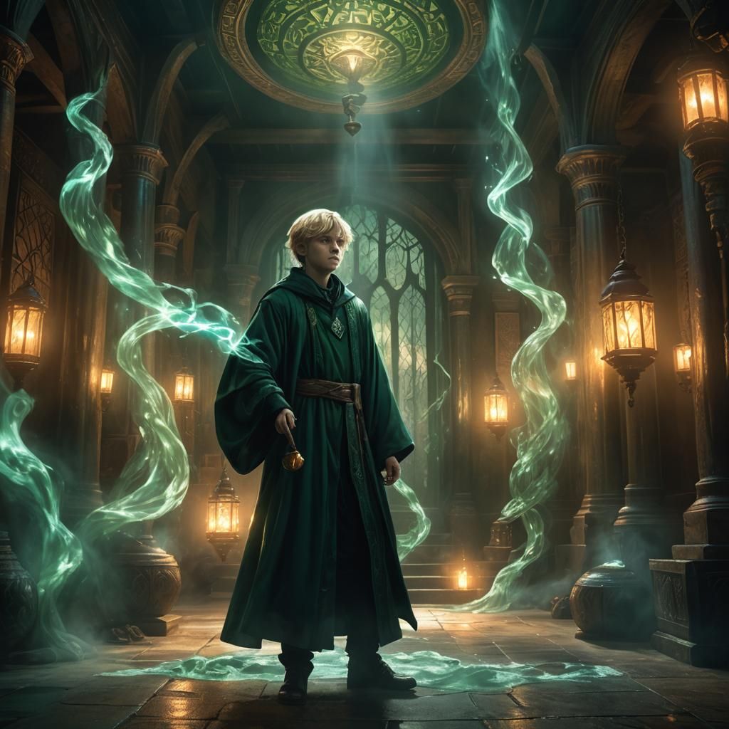 Boy in Slytherin Robes: Fantasy Concept Art