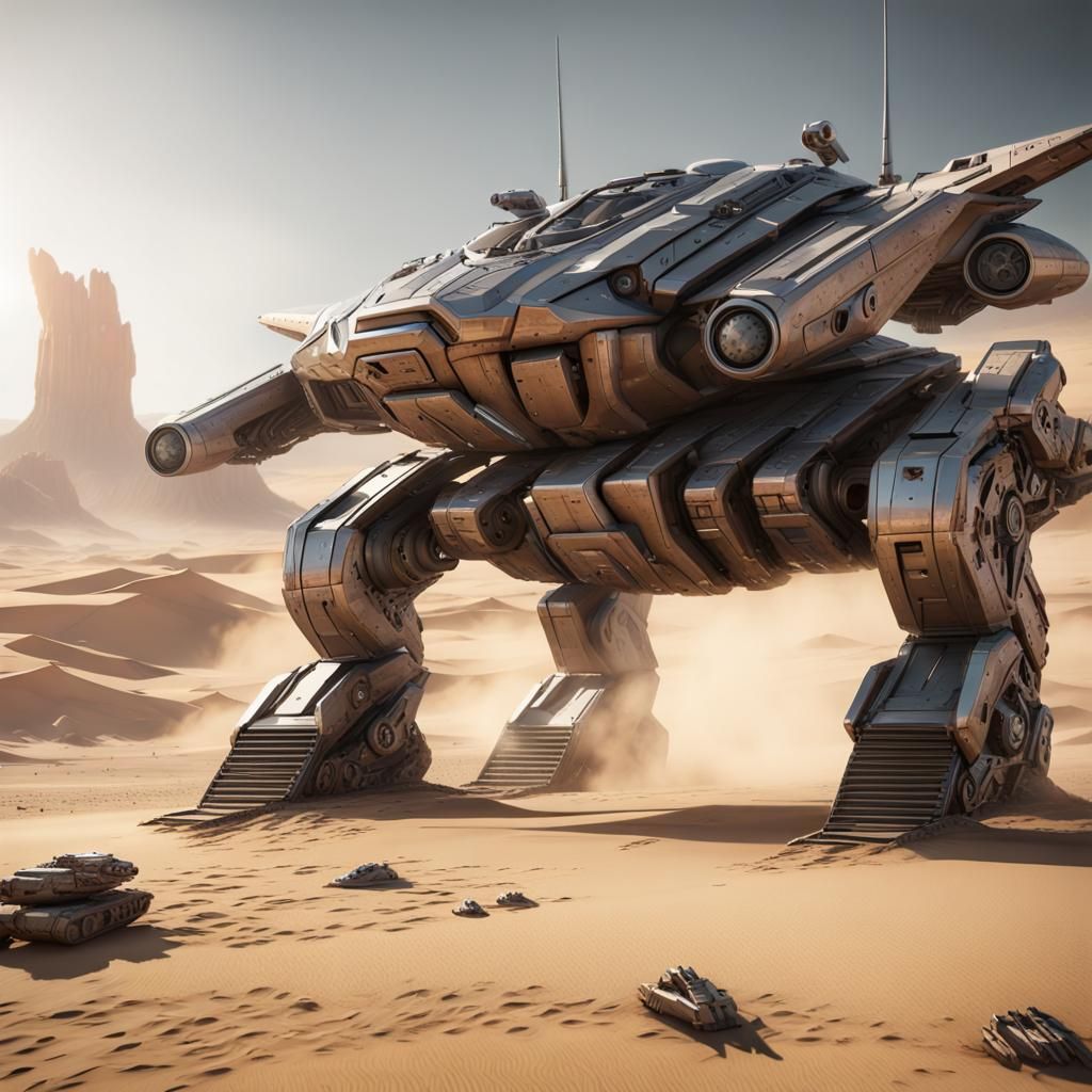 Armored Scorpion Tank on Alien Desert Planet