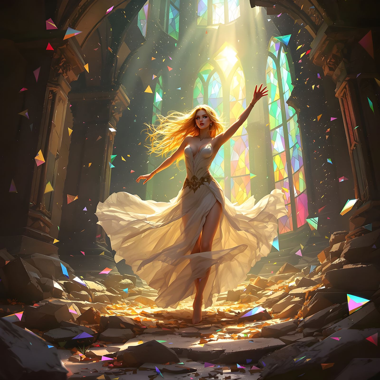 Elven Dancer in Shattered Glass Temple
