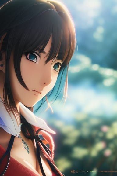 Anime Portrait of Doe-Eyed Woman in Studio Ghibli Style