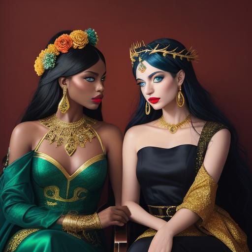 Two Women in Baroque Pop Art Style