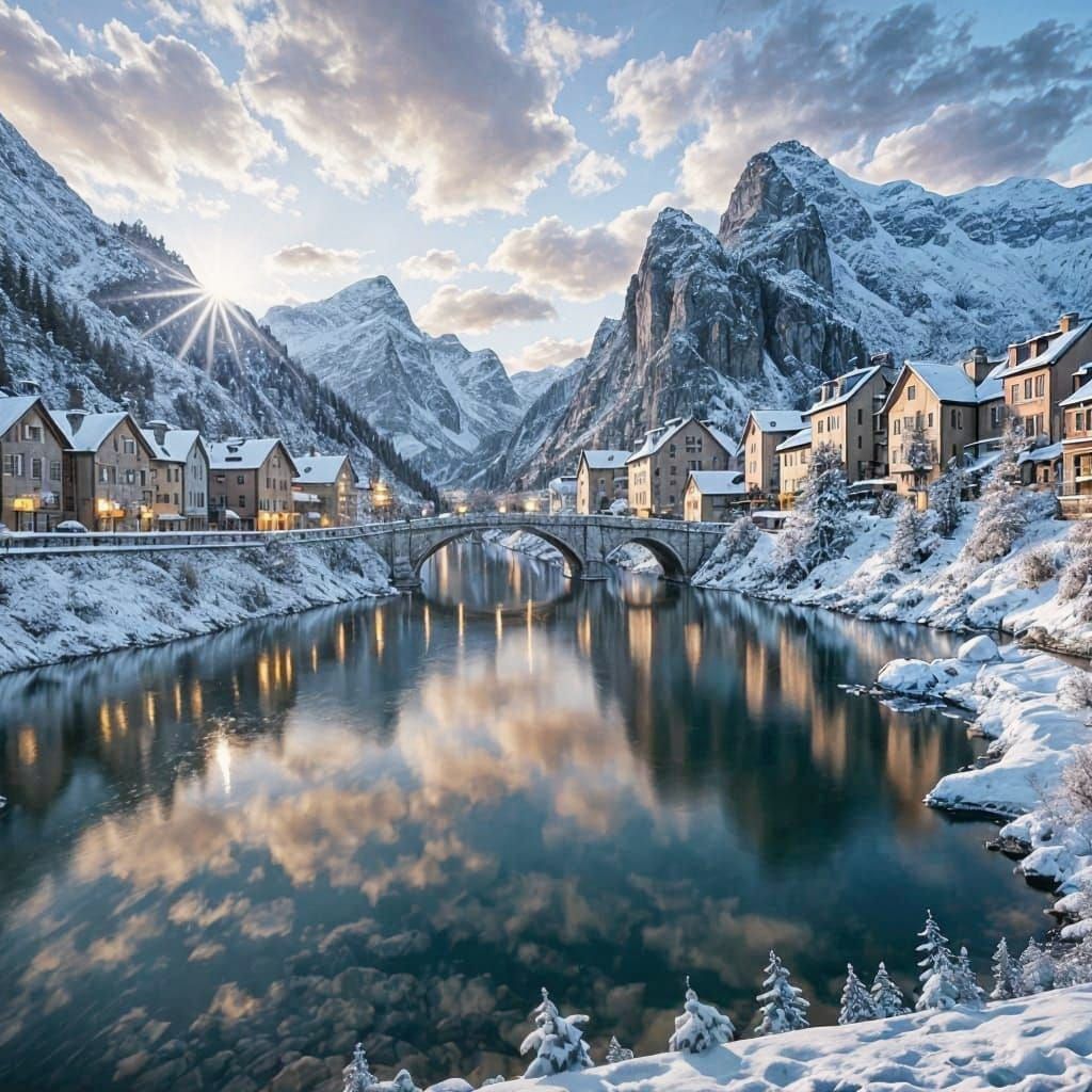 Majestic Snowy Mountain Peaks in White