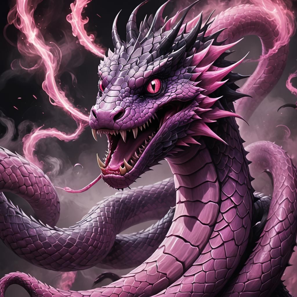 Pink Snake Concept Art in Dark Fantasy Style