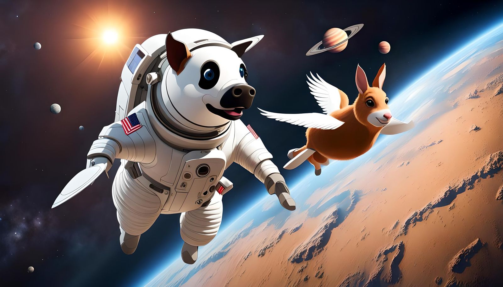 Farm Animals Replace Planets in Space