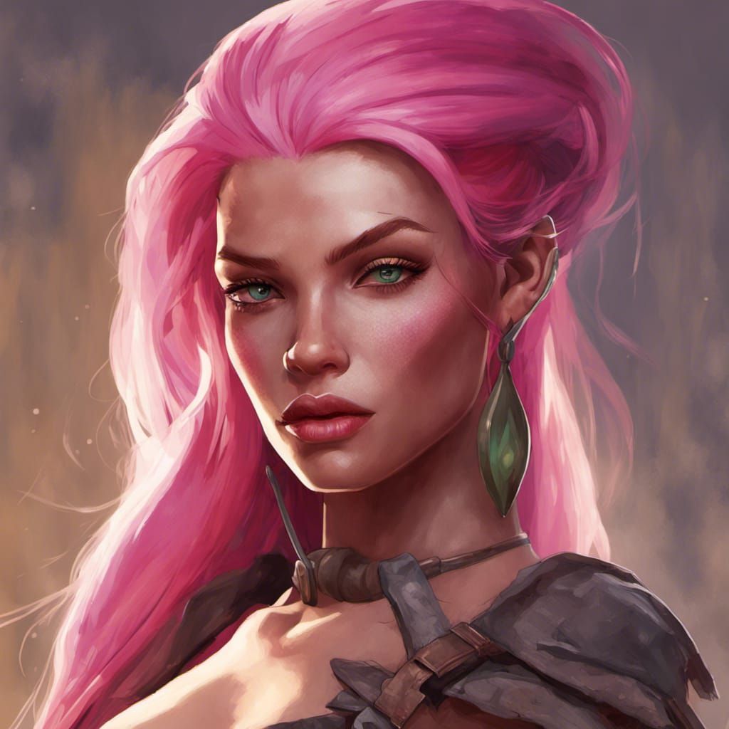 Half-Orc Barbie Portrait in Hyperdetailed Digital Art