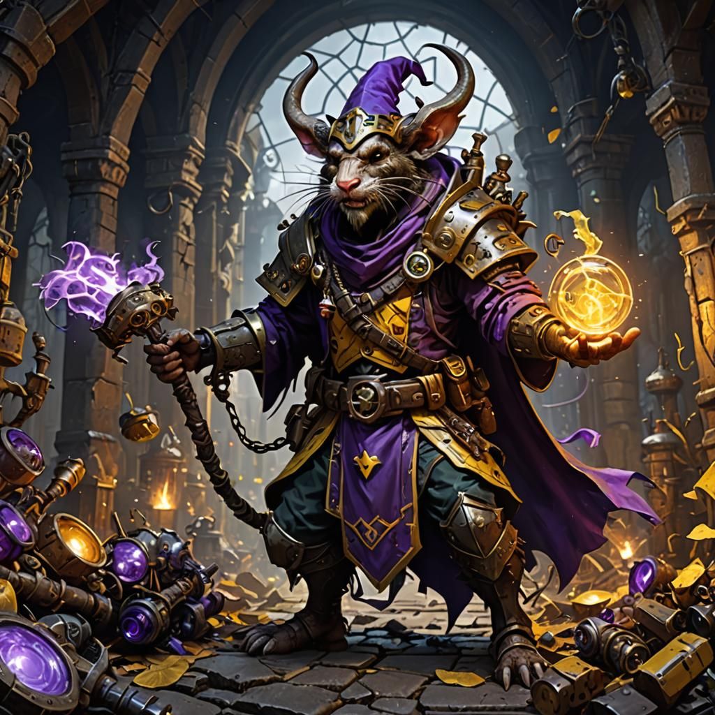 Skaven Engineer Wizard in Dark Fantasy Style