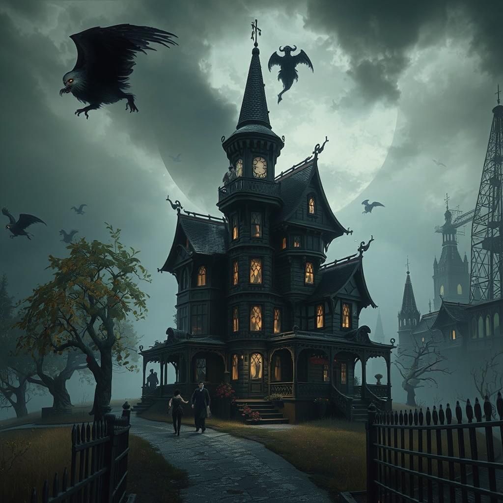 Eerie Ghosts Roam Haunted Village at Night