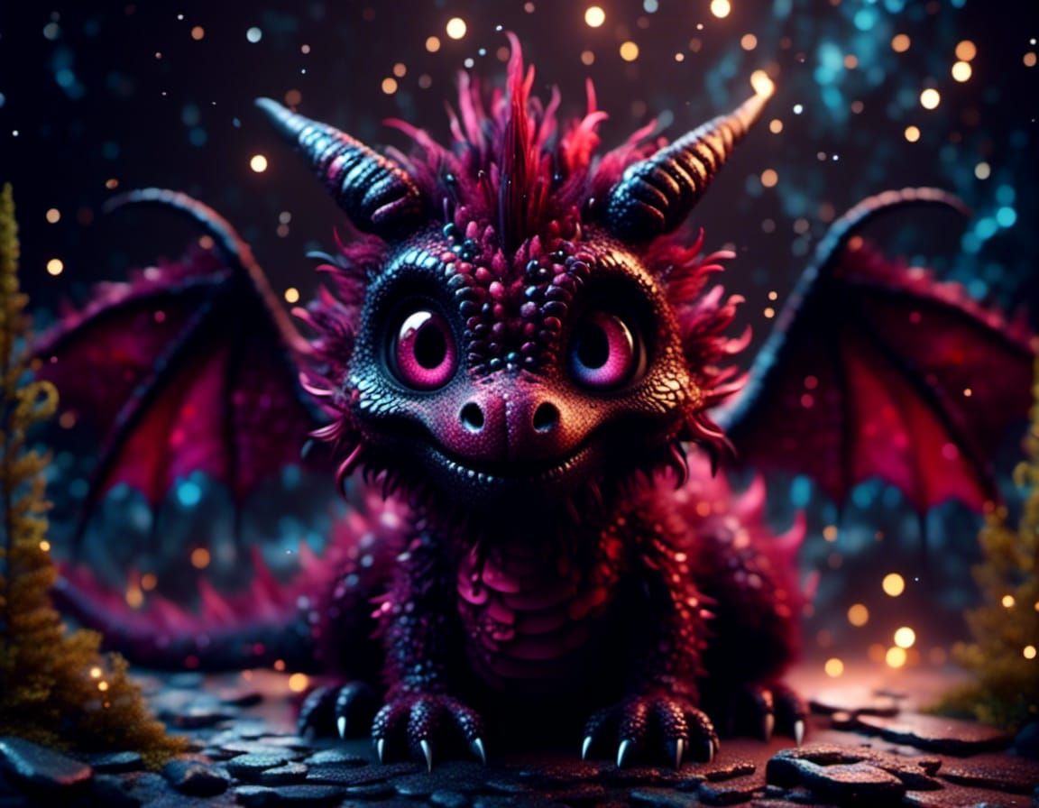 Adorable Fluffy Dragon in Pixar Style Portrait