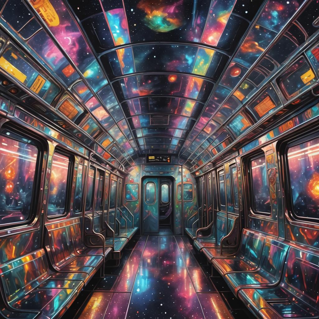 Holographic Subway Train in Astral Cosmic Style