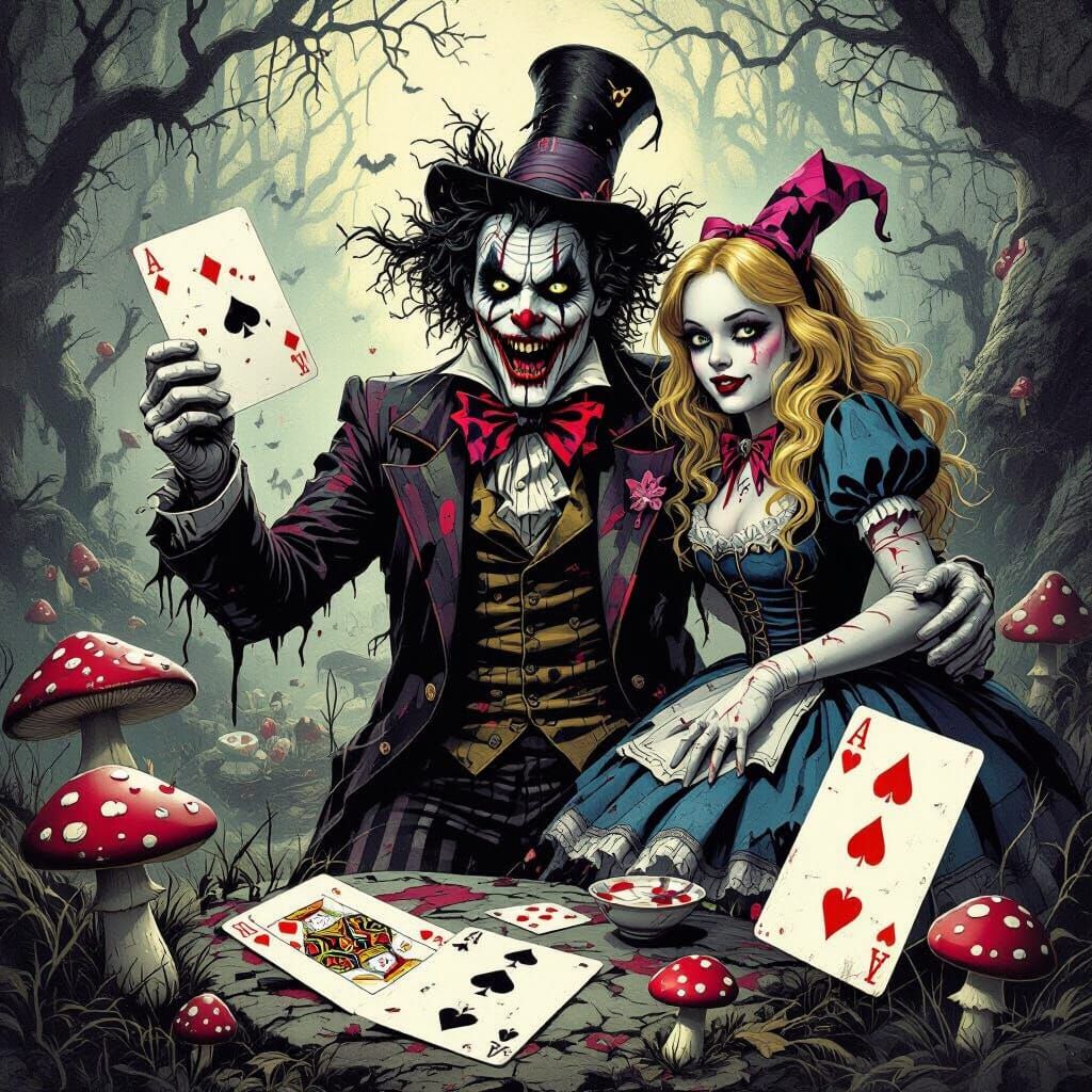 Psychotic Trigger and Alice in Wonderland in Dark Etching St...