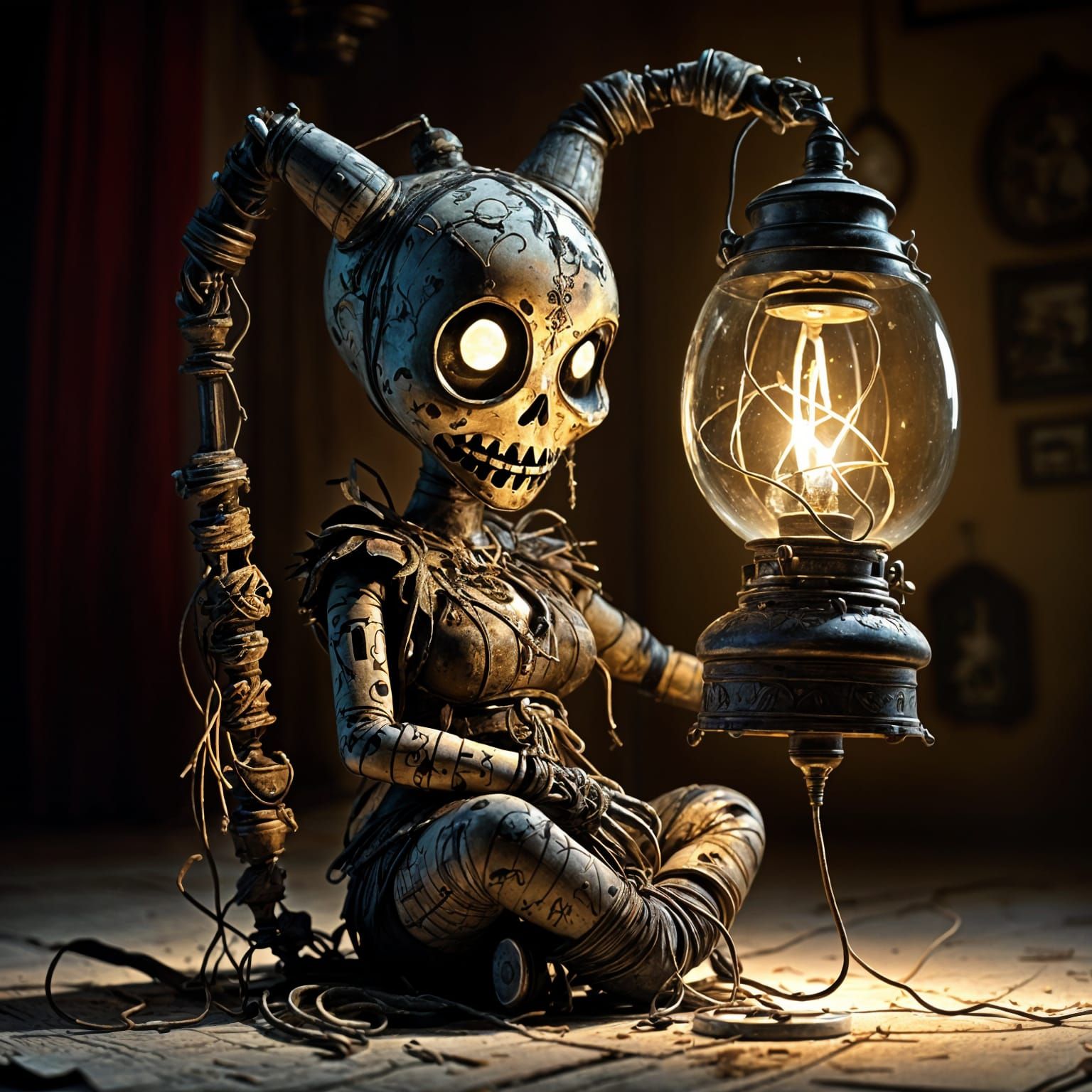 Ornate Lamp in Voodoo Doll Style
