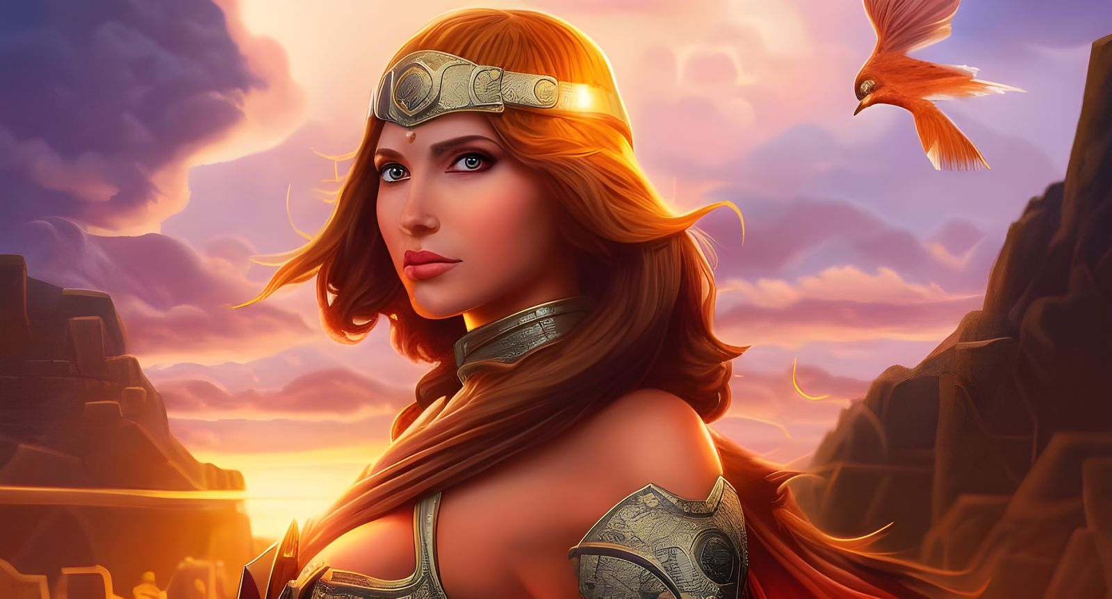 Bird Girl Archer in Bikini Armor Digital Portrait