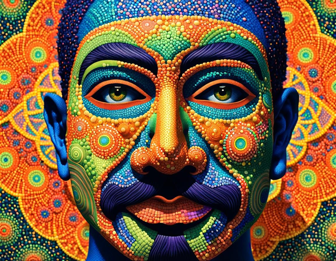 Anonymous Ray wearing Mask Pointillism