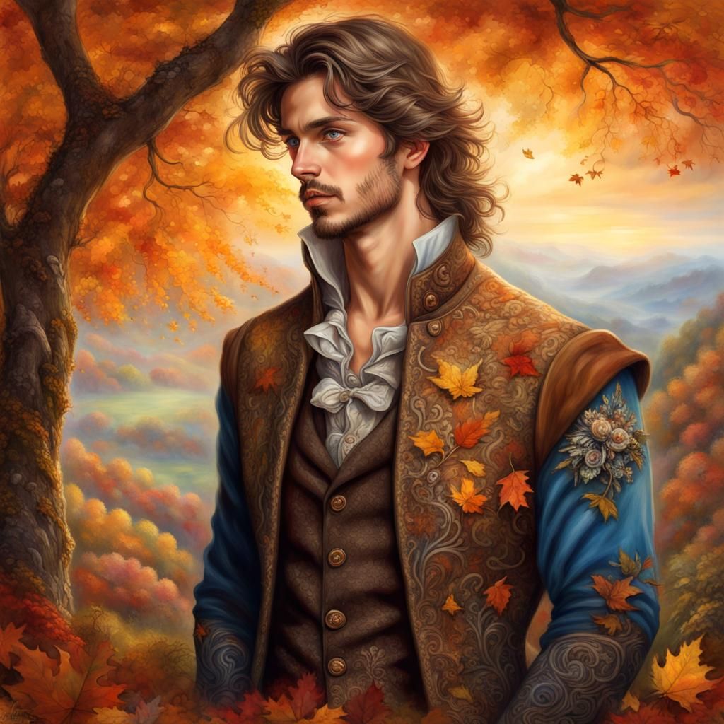Autumn Prince Portrait in Fantasy Art Style