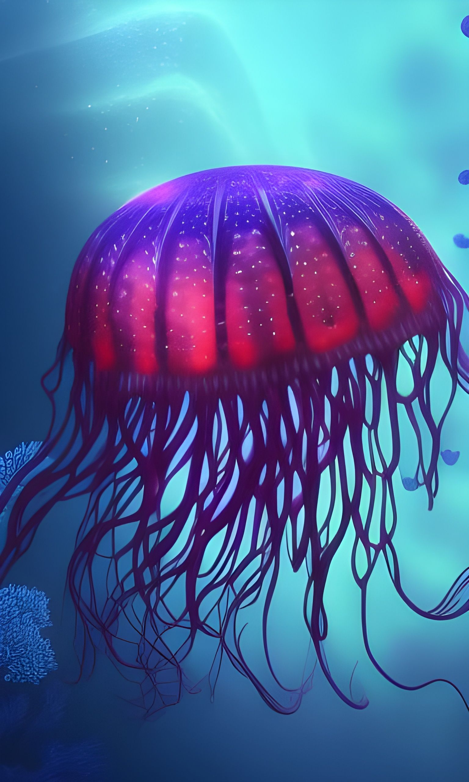 Bioluminescent Jellyfish in Deep Ocean Storybook Style