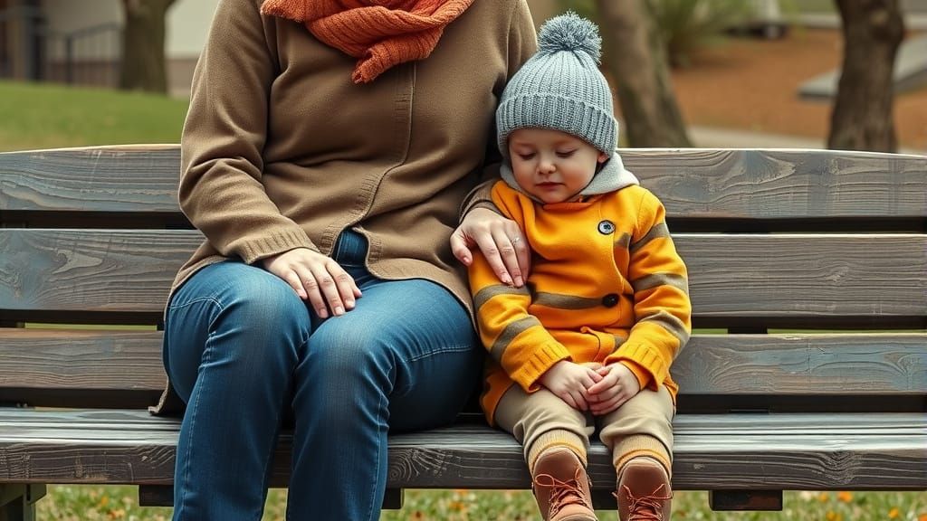 Parent and Child: Rockwell-esque Serene Outdoor Scene