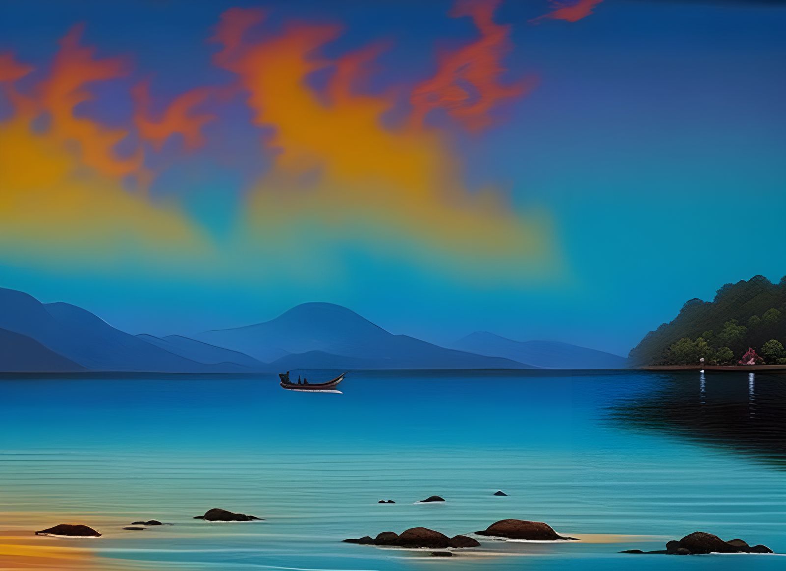 Fiery Sunset Over Smoke