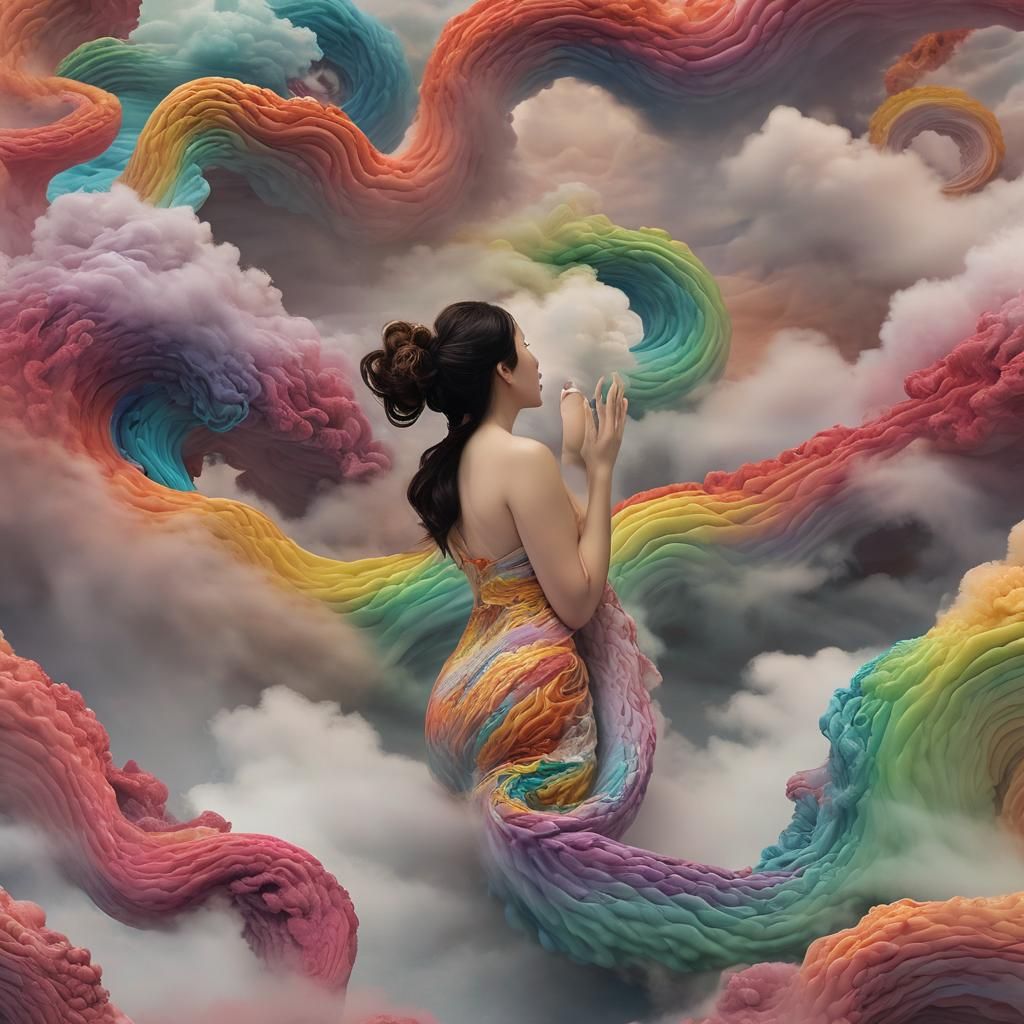 Colorful Non-Newtonian Fluid Serpent Woman