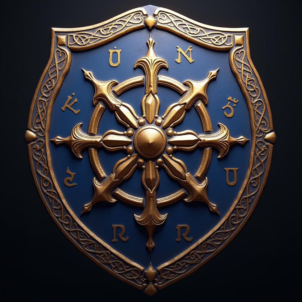 Les Fils du Graal Shield Emblem with Celtic Knot Details