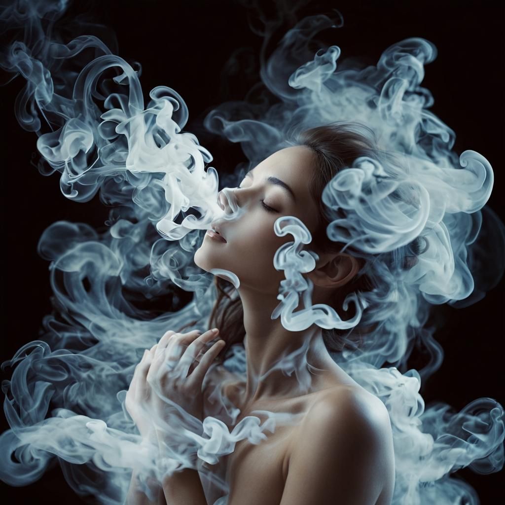 Ethereal Woman Forming from Smoke: Digital Matte Painting