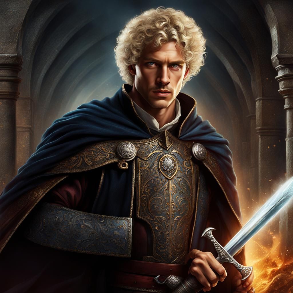 Medieval Warrior Casting Electrical Magic