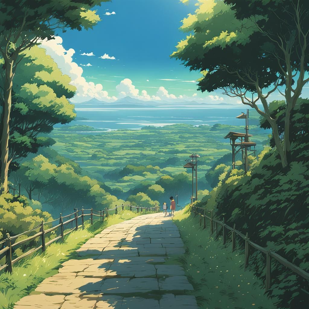 Anime Landscape Key Visual in Ghibli Style