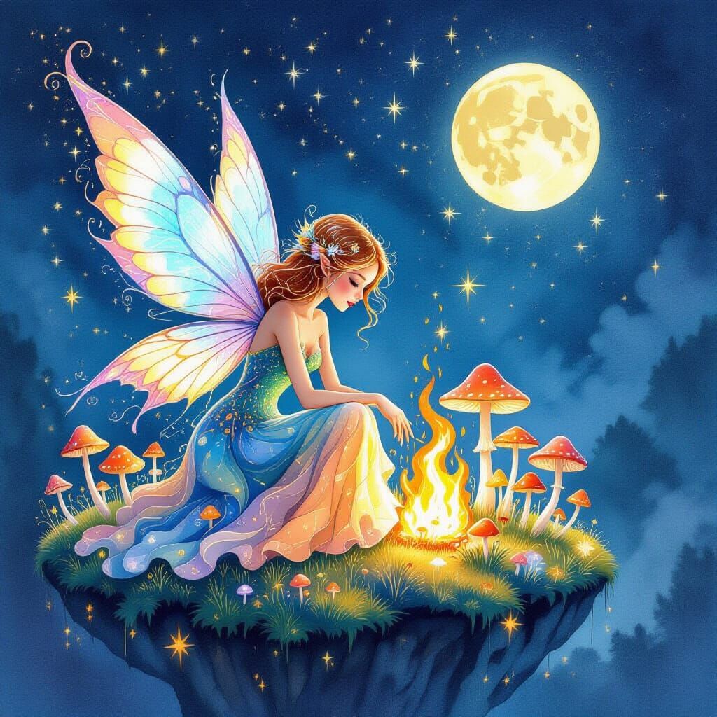 Moon and Fire Fairy's Bioluminescent Garden