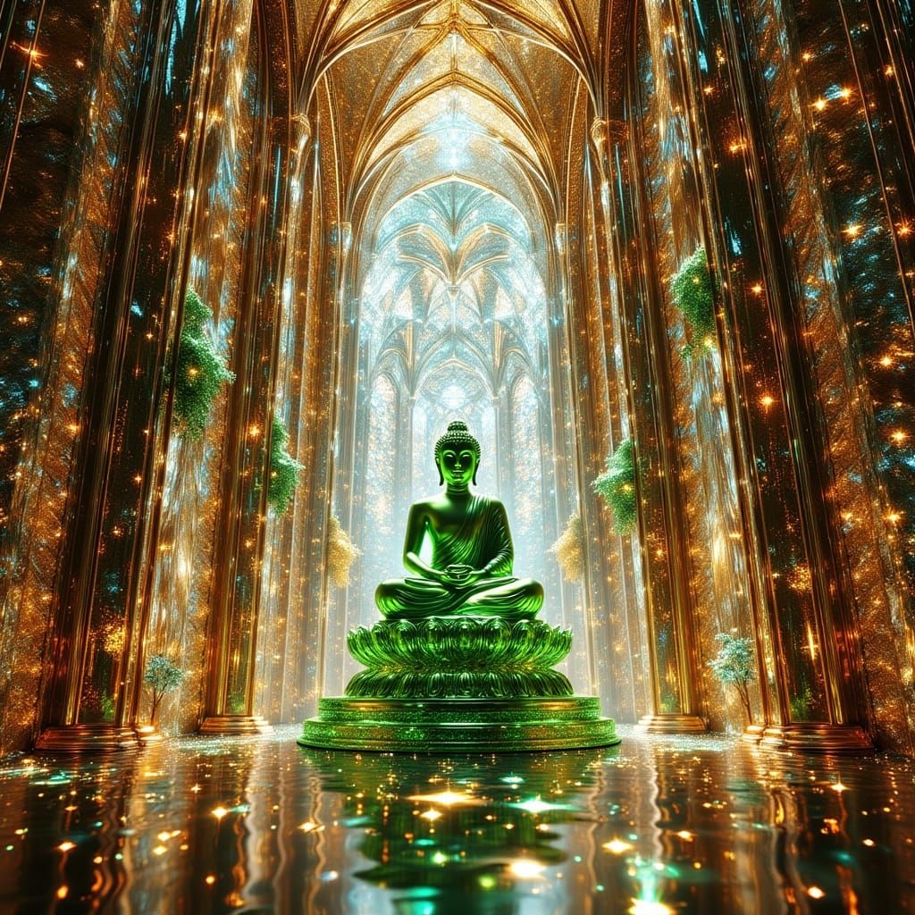 Grace Cathedral Interior Made of Iridescent Glass and Crysta...