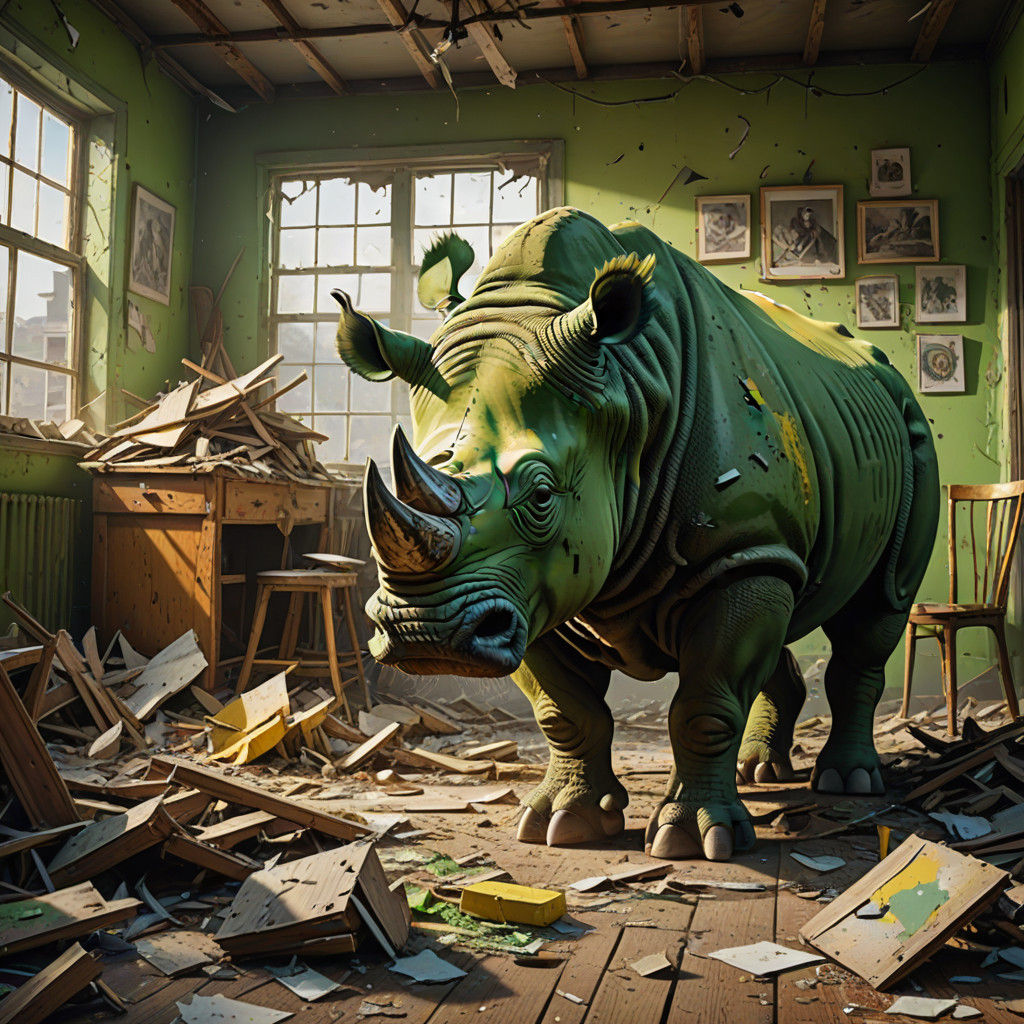 Hyper Realistic Hulk-Rhino in Chaos