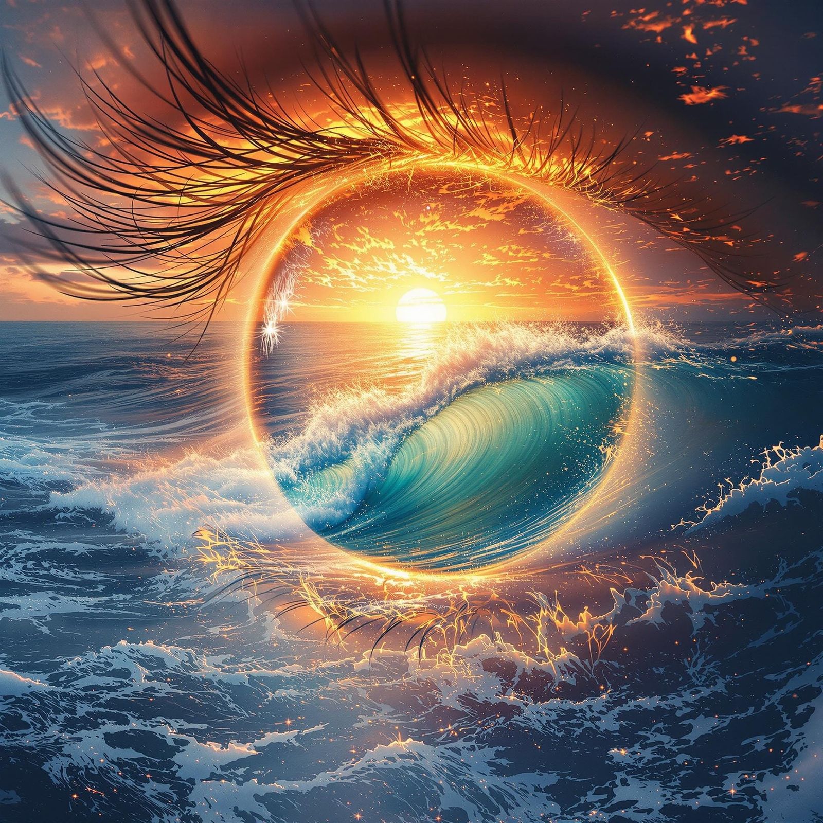 Ocean Sunrise Double Exposure in God Light