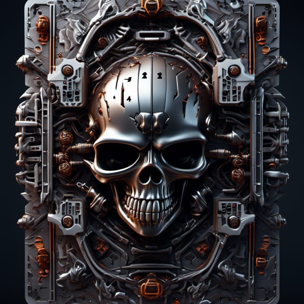 Horror Playing Card with Intricate Mech Details