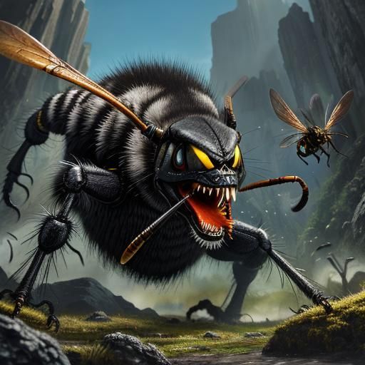 Giant Attacks Wasp in High Definition