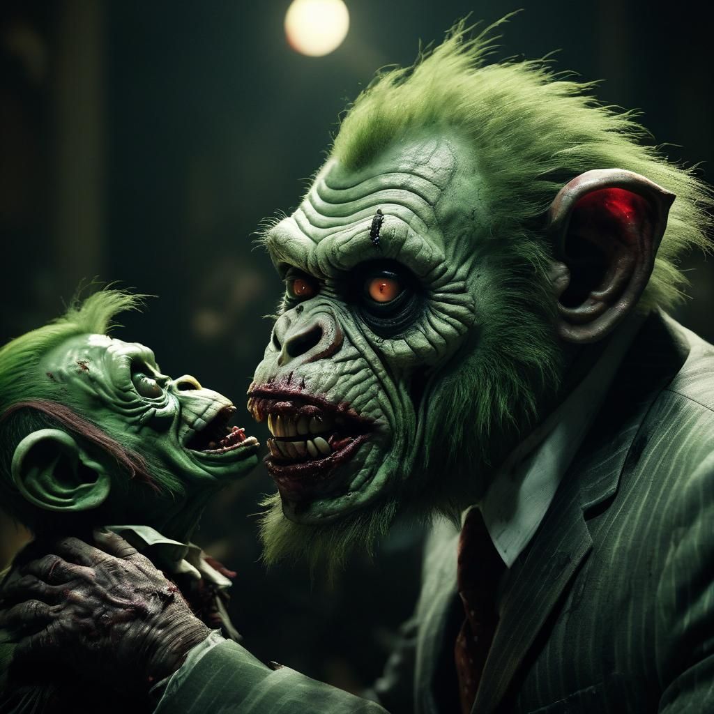 Zombie Clown Politician Kisses Baby in Film Noir