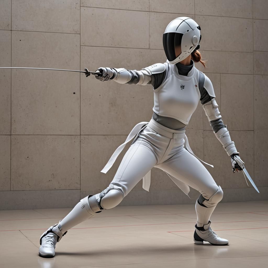 Anime Style Fencer Lunging in 3D Rendering