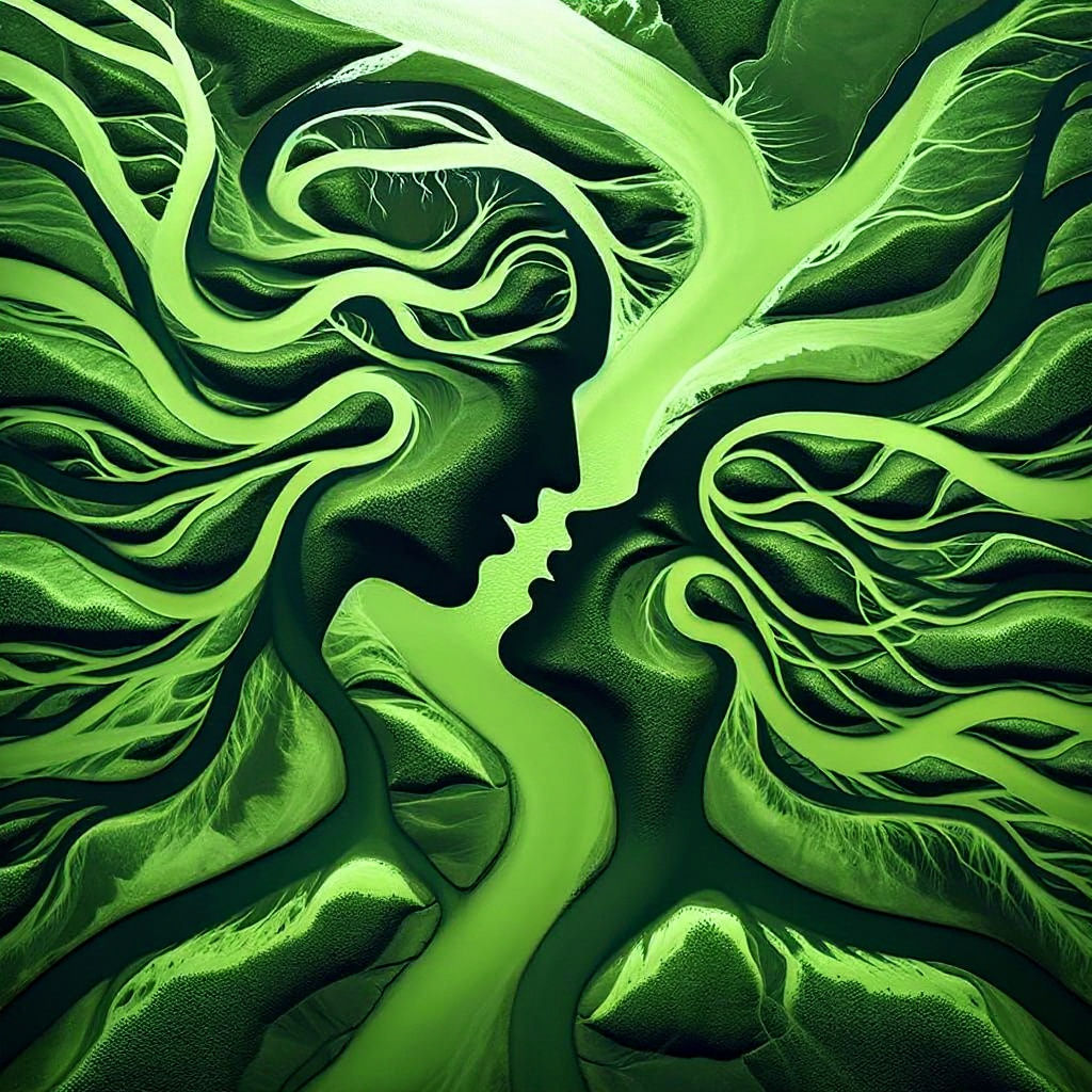 Aerial River Delta Kiss: Nature's Romantic Embrace