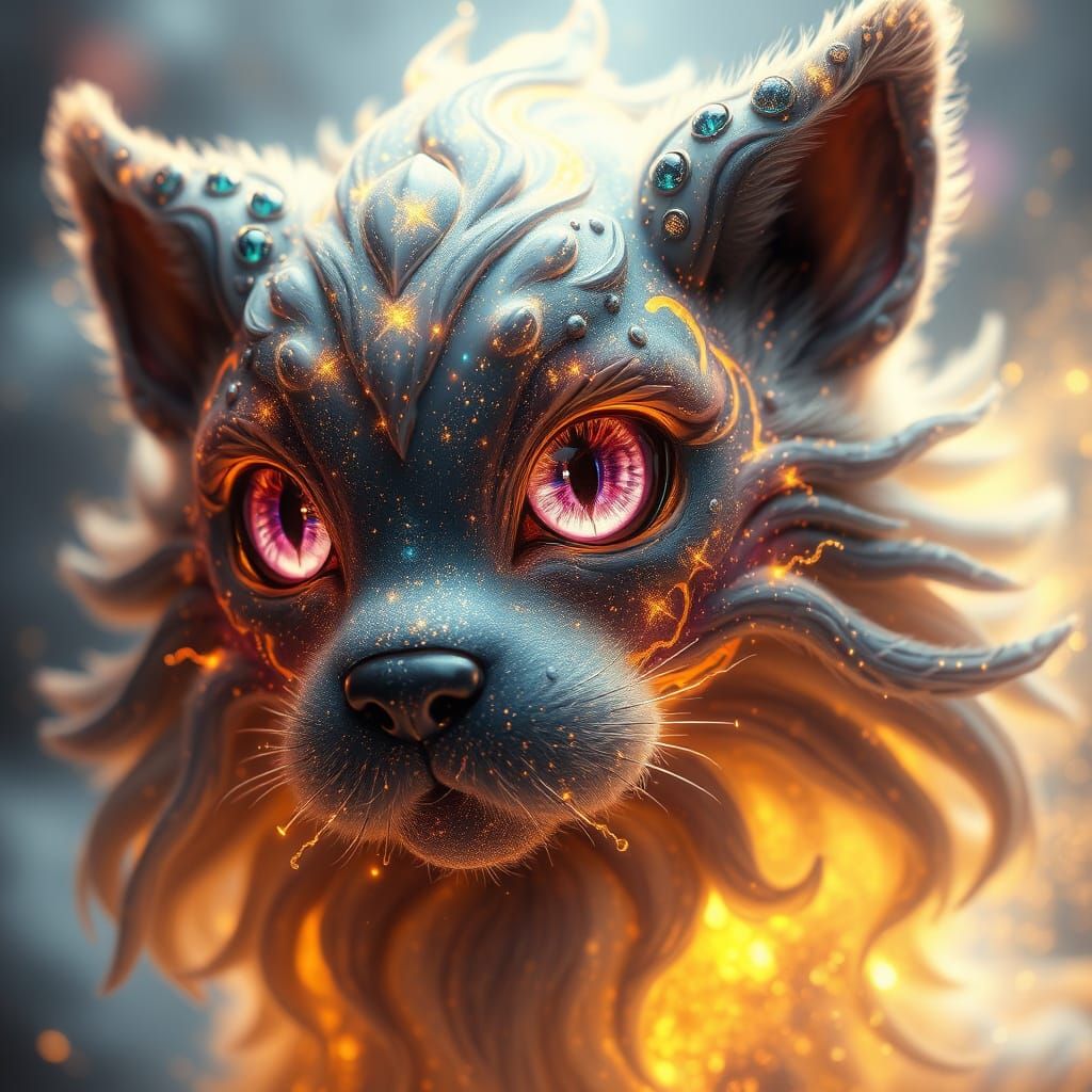 Divine, Hyper-Realistic Cosmic Pet Transcending Mortal Under...